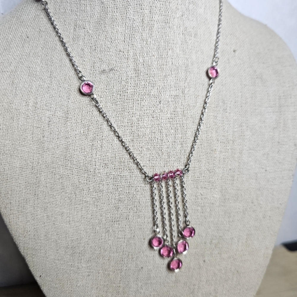 Pink Bead faux crystal Fashion Necklace ✨️ 💖